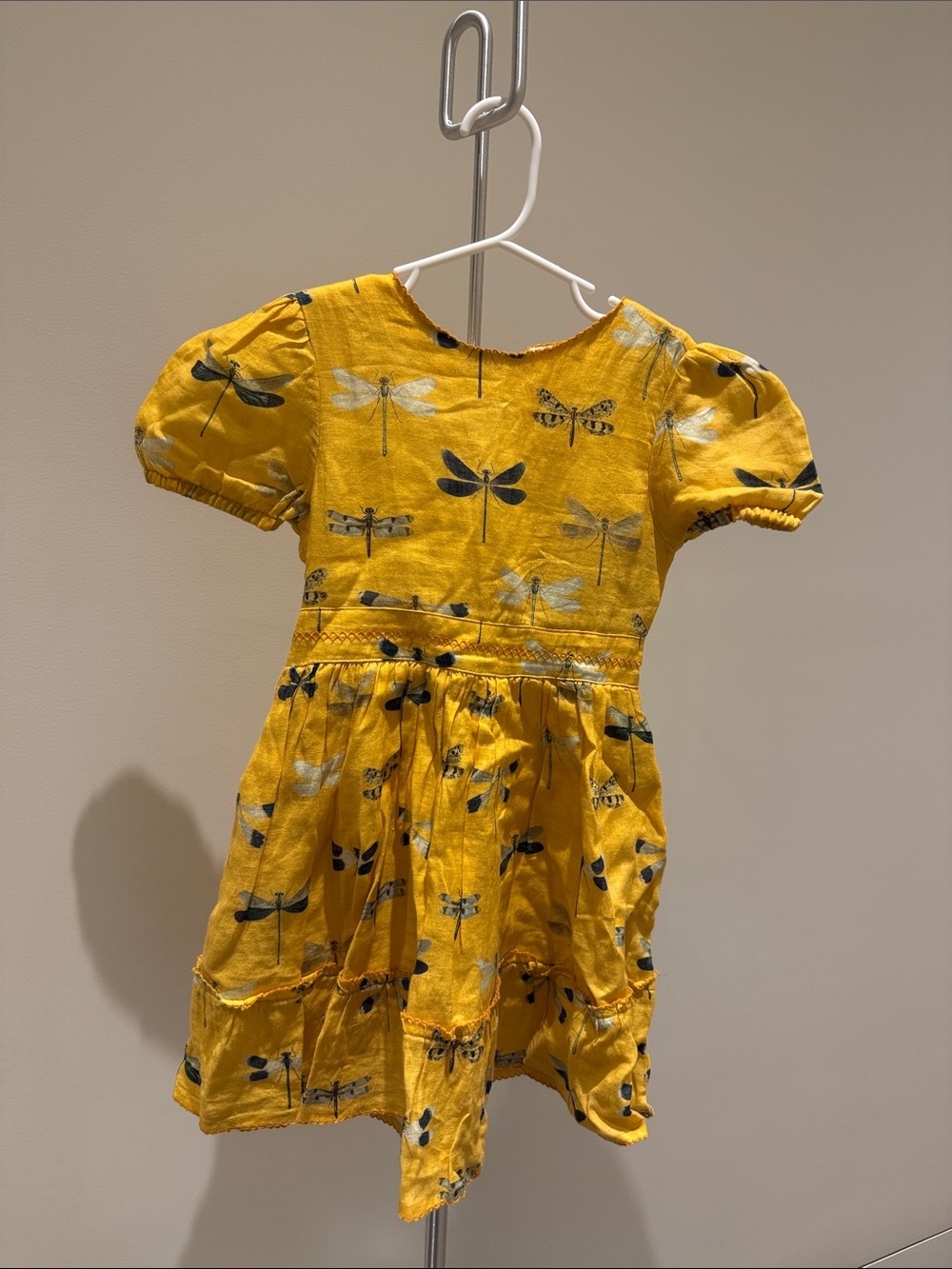 Agua Bendita Yellow Dragonfly Print Girls Dress